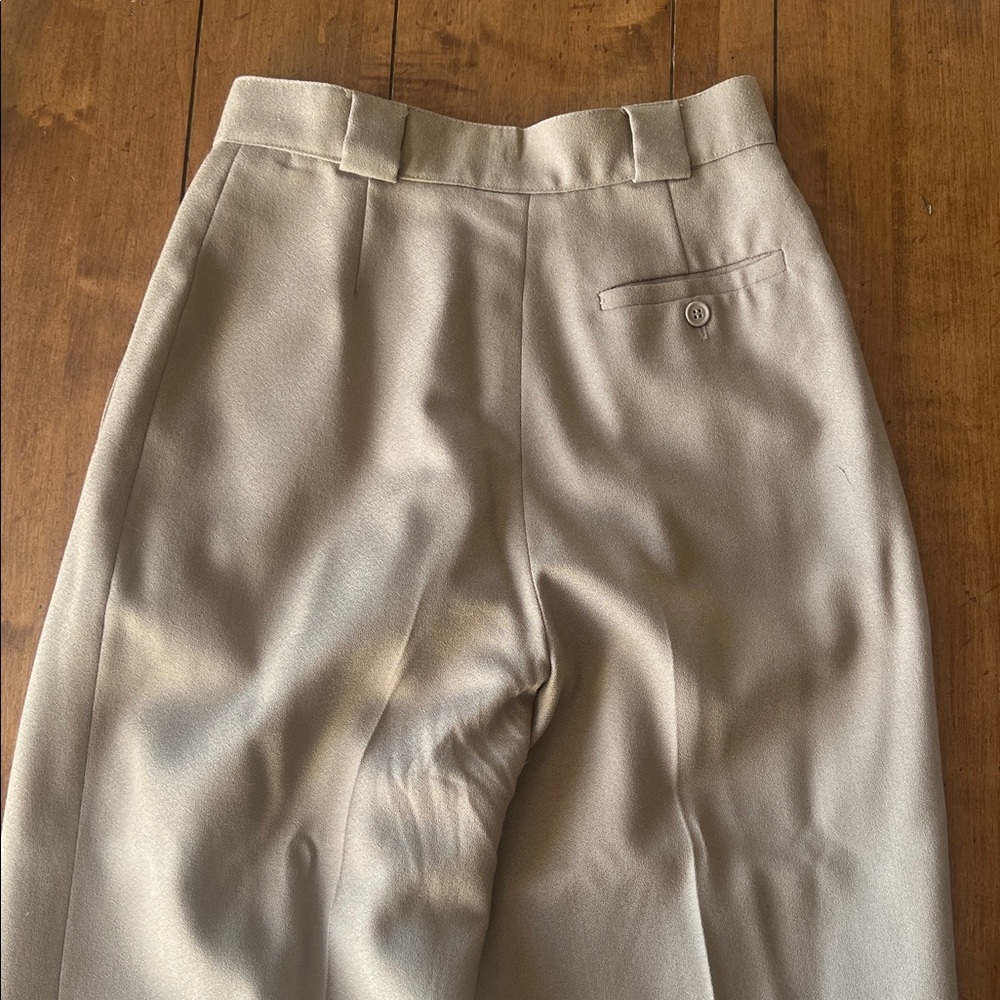 100% Pure Women’s Khaki Wool Dress Pleated Trousers - Picture 4 of 4